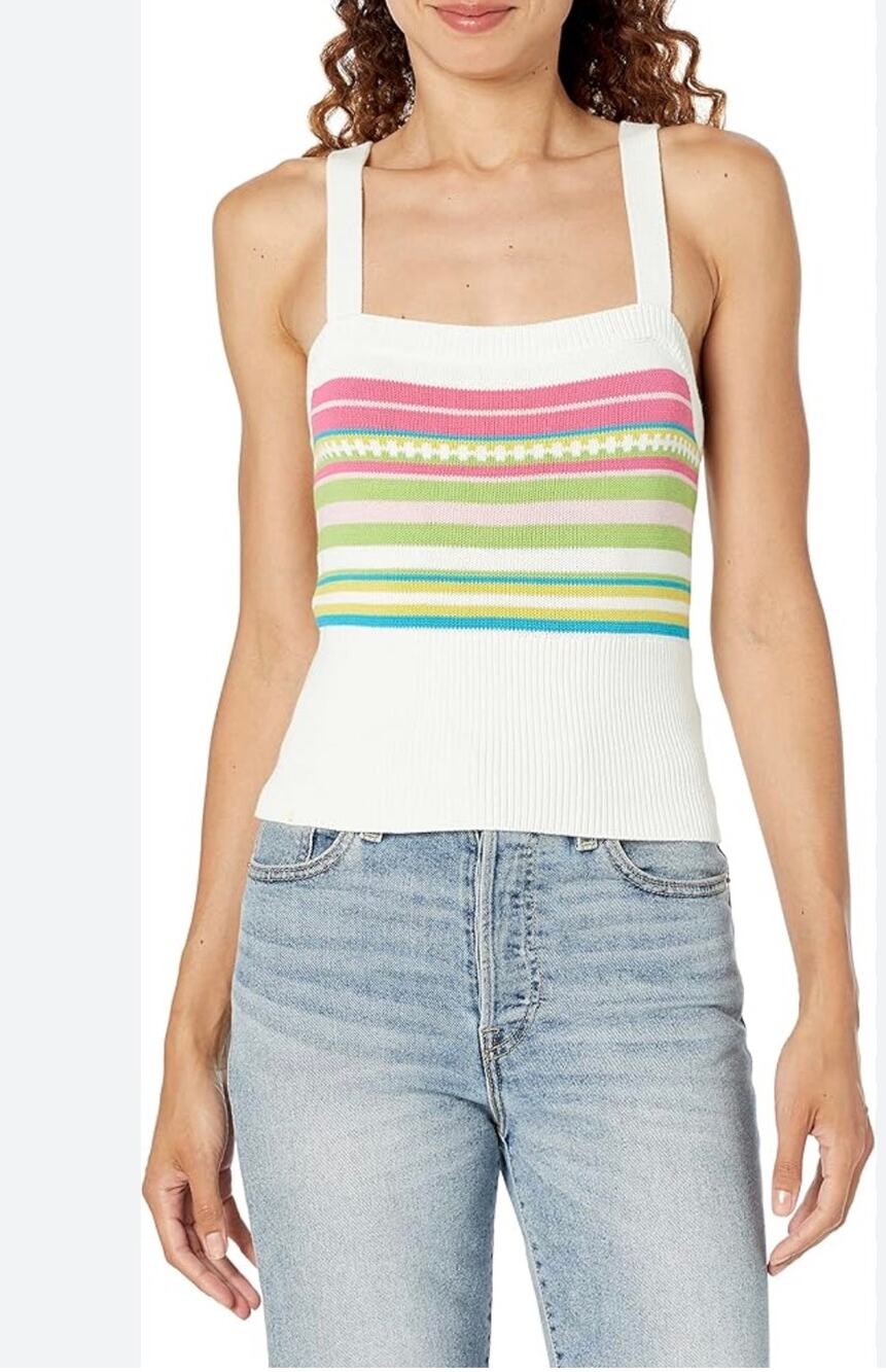 Trina Turk Cassidy Preppy Stripe Sweater Tank Top L